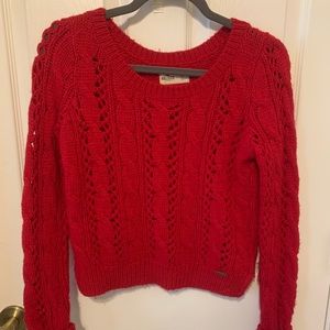 Cropped Hollister Red Knitted Sweater